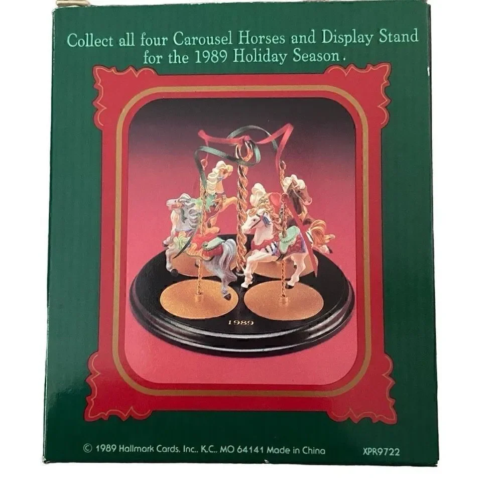 Hallmark Christmas Carousel Horse Holly 1989 2nd in Collection of 4 Gray Horse